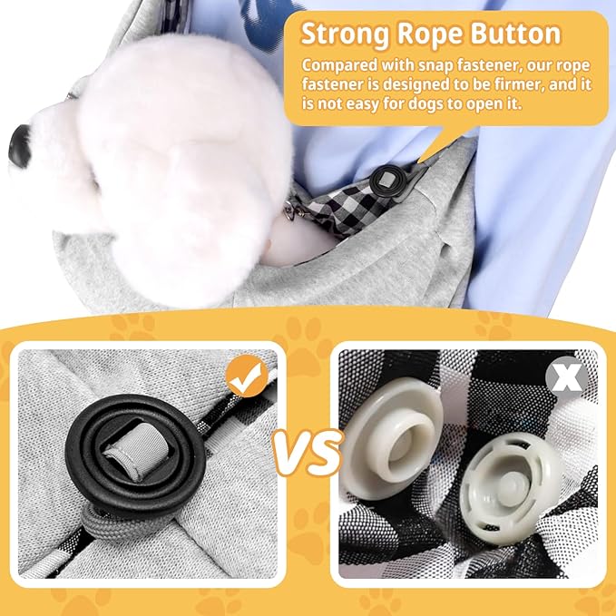 CUBY Dog and Cat Sling Carrier, Hands Free Reversible Pet Papoose Bag, Soft Pouch Adjustable, Suitable for Puppy Cats for Outdoor Travel (Grey, M-Adjustable Strap)-PawvioPets