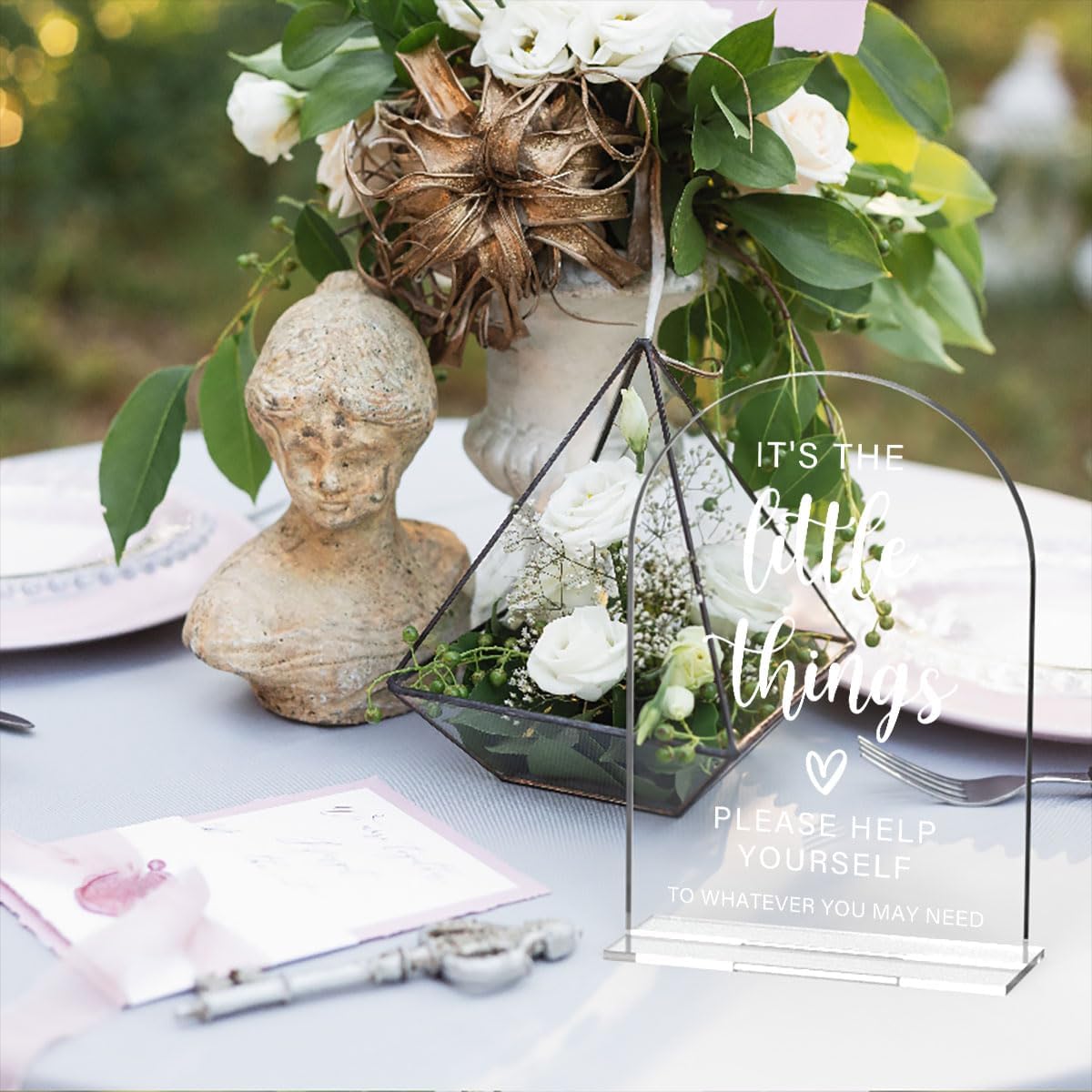 Acrylic Wedding Sign, Bridal Shower Decorations, It's the Little Things Sign for Ceremony, Modern Font Table Signs, Acrylic Table Top Signs for Wedding Reception and Event Party (Clear)