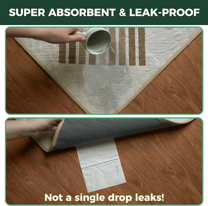 FXW Washable Pee Pads for Dogs, Puppy Pads with Super Absorbent, Specifically Designed for Potty Training, 35" Square, Khaki Geometric, 2 Packs-PawvioPets