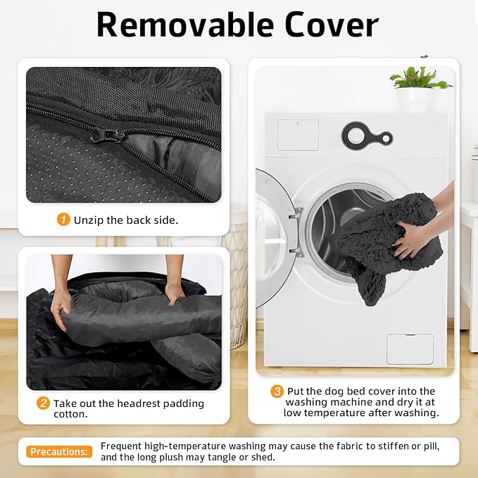 Calming Dog Bed Fluffy Plush Dog Mat for Furniture Protector with Removable Washable Cover for Large Medium Small Dogs and Cats (XS(31“x23.5”x5“), Dark Grey)-PawvioPets