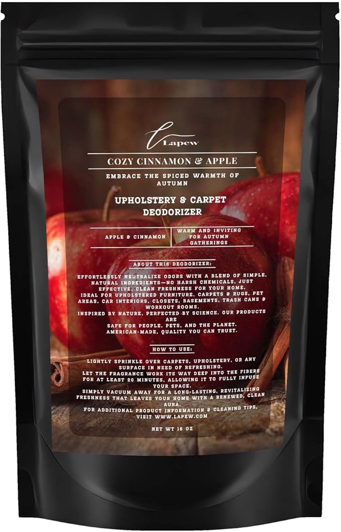 Cozy Cinnamon & Apple Carpet Freshener Powder: Powerful Odor Eliminator for Home, Upholstery Deodorizer, Carpet Deodorizer, Pet Urine, Cat Litter Box - Cozy Cinnamon & Apple Fragrance.-PawvioPets