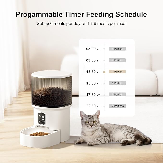 Darlipet Automatic cat Feeder,4L Auto cat Feeder,Programmable Meal & Portions,Freshness Protection, Automatic Cat Food Dispenser for Cats & Dogs, Back-up Battery, Easy to Set up & Clean-PawvioPets