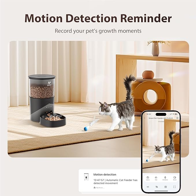 Automatic Cat Feeder with Camera, 1080P HD AI Pet Recognition Recording, 5G WiFi APP Remote Control, Timed Programmable Food Dispenser, Two-Way Audio, with Night Vision Function and Desiccant-PawvioPets