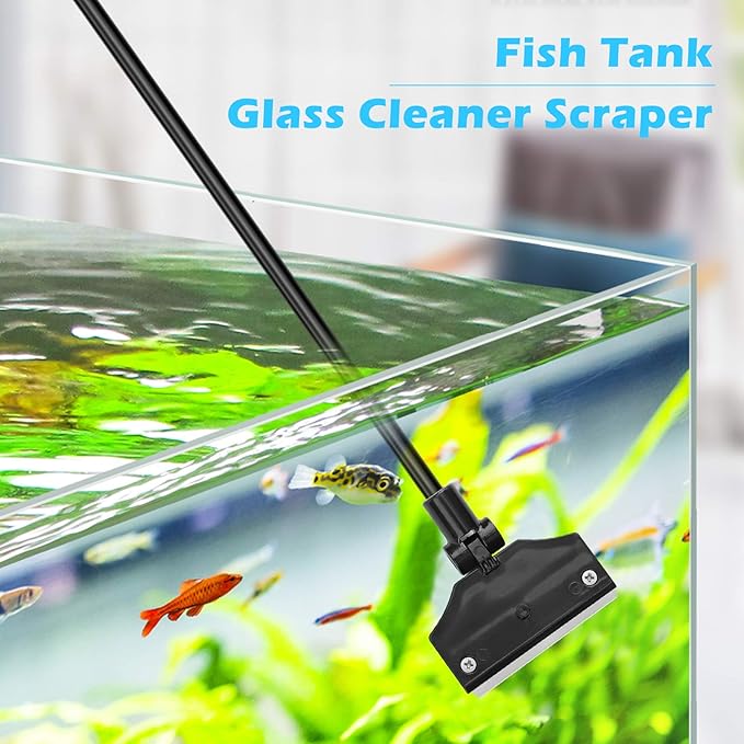 Aquarium Algae Scraper,Aquarium Glass Cleaner,Fish Tank Cleaner, Aquarium Scraper with 10 Blades,26 Inch.-PawvioPets