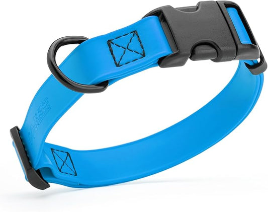 Dogline Biothane Waterproof Dog Collar with Quick Release Buckle Strong Coated Nylon Webbing with Odor- Proof for Easy Care Easy to Clean Fits Small Medium or Large Dogs, Dogline Blue 3/4" W 12-19" L-PawvioPets