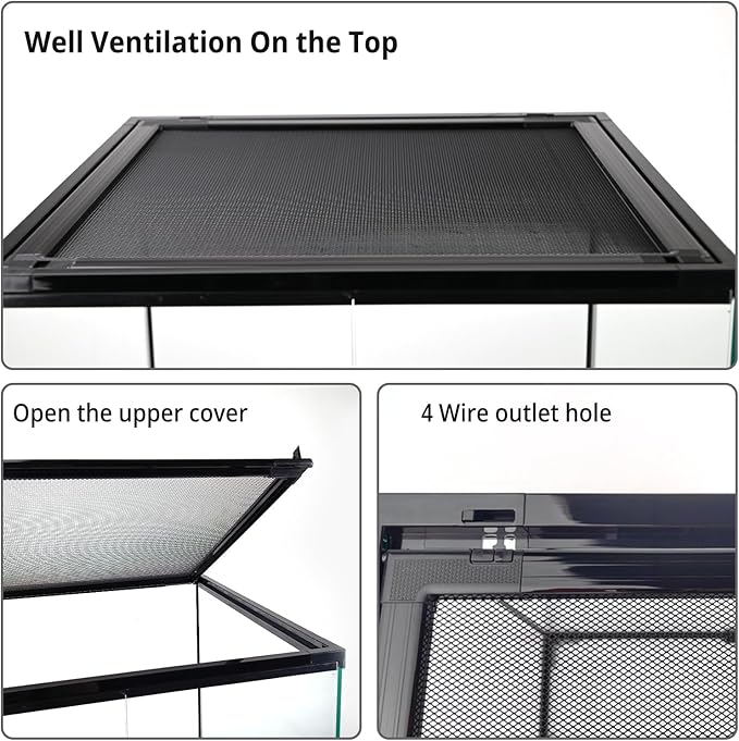 30 Gallon Tall Reptile Glass Tank Terrarium 18"x18"x24" Large Habitat Enclosure for Gecko,Lizard,Chameleon,Frog,Snake,No Install Needed and Come with Tank Background-PawvioPets