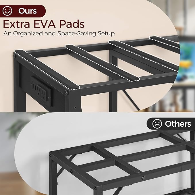 20-37 Gallon Fish Tank Stand, Aquarium Stand with Power Outlet and Storage Cabinet, Heavy Duty Tank Stand Suitable for Turtle Tank, Reptile Terrarium, for Home Office, Black FTHB40E01-PawvioPets