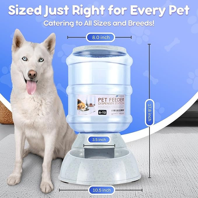 Flexzion Gravity Pet Feeder Food Dispenser (6-12 lb Size) Automatic Replenish Dry Food Storage Container Bowl for Small Medium Breed Dog Cat Animal Feeding Watering Fountain Supplies-PawvioPets