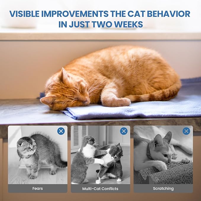 Cat Calming Diffuser, Cat Pheromones Calming Diffuser, Multicat Calming Diffuser, Relaxing Pheromone for Cat Relief Stress Anxiety Fighting Scratching, 2 Diffuser 4 Refill(48ml)-PawvioPets