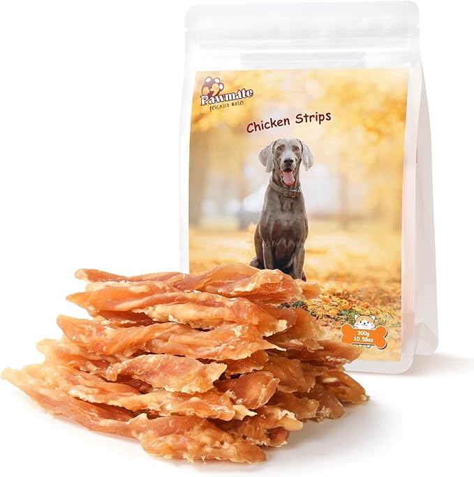 Dog Treats Chicken Jerky Strips for Dogs, Natural Healthy Dog Jekry with Taurine, Real Chicken Twists High Protain Low Fat, Training Rewards Treats for Small Medium Large Dogs 10.6 oz-PawvioPets