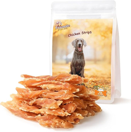 Dog Treats Chicken Jerky Strips for Dogs, Natural Healthy Dog Jekry with Taurine, Real Chicken Twists High Protain Low Fat, Training Rewards Treats for Small Medium Large Dogs 10.6 oz-PawvioPets
