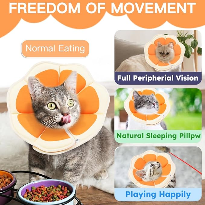Cat Cone Collar Soft, Waterproof Cat Recovery Collar After Surgery, Adjustable Pet Donut Collar, Safety Elizabethan Collar to Prevent Licking Wounds for Kittens, Pet Cone Alternative-PawvioPets
