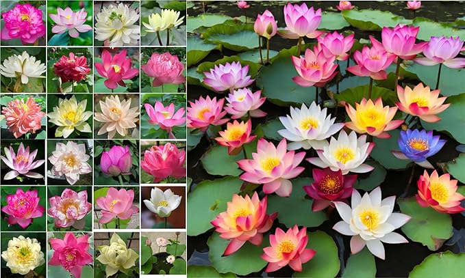 160 Sacred Lotus Seeds for Planting in Water Mixed Flower Color Pink Red White Yellow Multicolor Aquatic Nelumbo nucifera Bonsai Bowl Lotus Seed Lily Ponds Feature Water Gardens (160, Lotus Seed)-PawvioPets