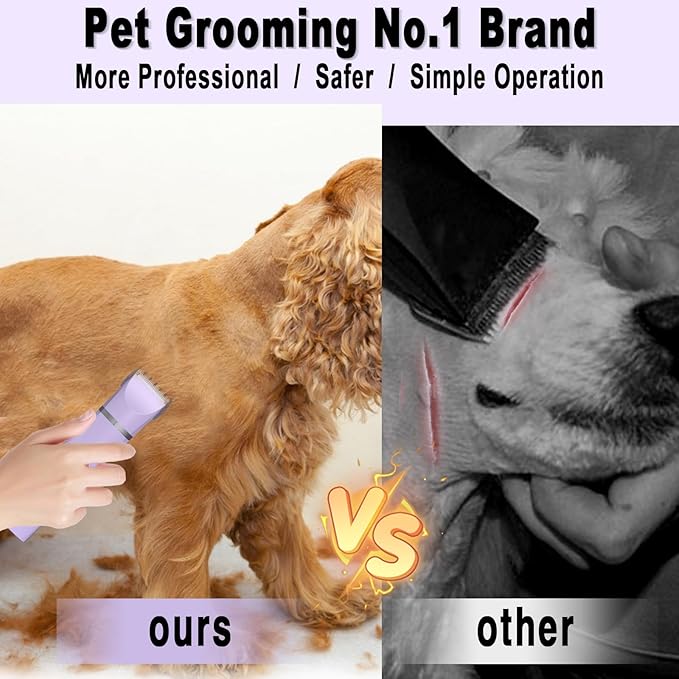 Dog Grooming Clippers Kit-Electric Rechargeable Cat Trimmer Tools-Cordless Quiet Pet Nail Paw Grinder-4 in 1 Multifunctional Low Noise Shaver-Razor for feet Face Ears Toenail Eye-PawvioPets