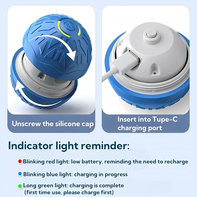 2025 New Interactive Dog Toys Dog Balls,Durable Motion Activated Automatic Rolling Ball Toys for/Small/Medium Dogs（Blue-PawvioPets