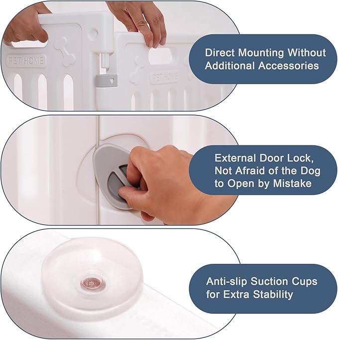 Dog Playpen with Door, DIY Shape Combination Puppy Pen,25.5" H 10-Panel Dog Fence,Non-Slip & Secure Pet Gate, Easy to Assemble(Standard Room)-PawvioPets