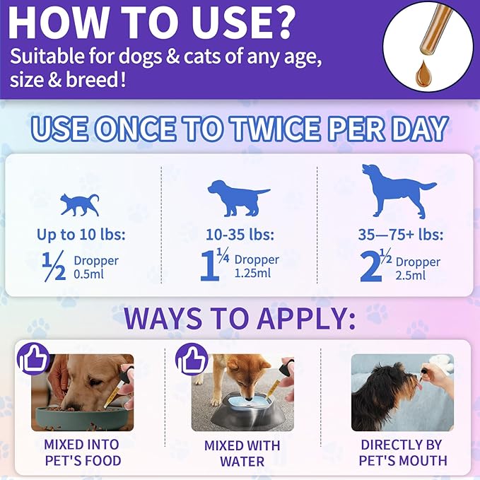 Flea and Tick Prevention Support for Cats and Dogs Natural Flea Treatment Drops with Multivitamin for Pets Oral Natural Supplement Flea and Tick Treatment Drops for All Breeds and Ages-PawvioPets