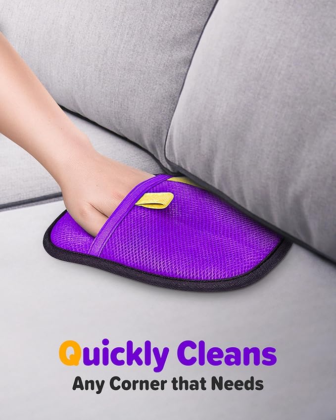 2025 Thickened Electrostatic Pet Hair Removal Gloves (2 Pcs) - Reusable Strong Grooming Gloves for Cats & Dogs, Hair Remover for Couch, Furniture, Carpet, Car Seats & Clothing (Purple)-PawvioPets