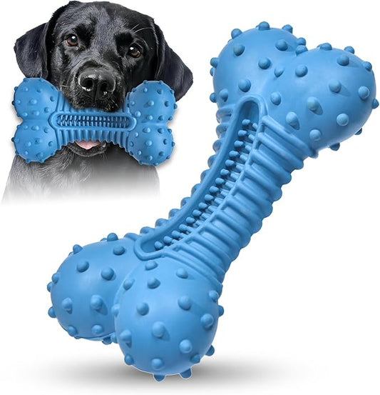 Dog Toys for Aggressive Chewers, Chew Toys for Medium Large Dogs, Durable Natural Rubber Toys with Bacon Flavor, Indestructible Dog Toy,Blue-PawvioPets