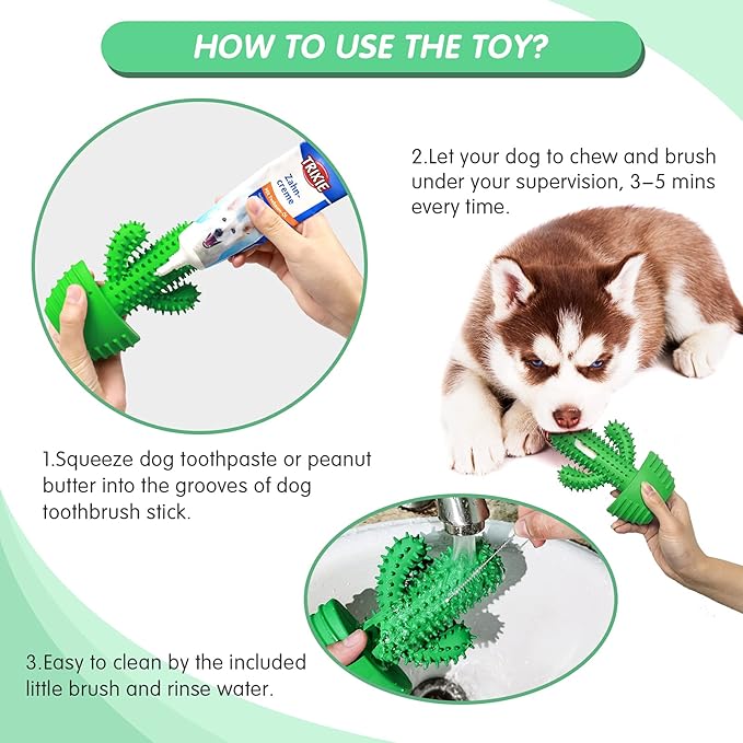 Dog Chew Toys Dog Toothbrush Stick Teeth Cleaning Brush Dental for Medium Large Dog, Puppy Christmas Easter Birthday Gifts, Outdoor Squeaky Toys for Aggressive Chewers Interactive Tough Toys-PawvioPets