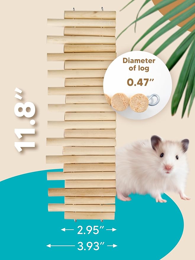 2PCS Wooden Hamster Fence, Bridge Cage Decor, Wooden Hamster Accessory 11.8in（3.93in High）-PawvioPets