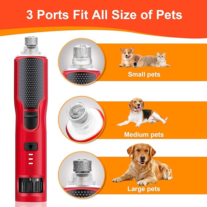 Dog Nail Grinder 7-Speed & 360° LED Light, Professional Pet Nail Grinder for Dogs and Cats, Electric Dog Nail Trimmer Painless Paws Grooming & Smoothing Tool for Large Medium Small Dogs Cats Pets-PawvioPets