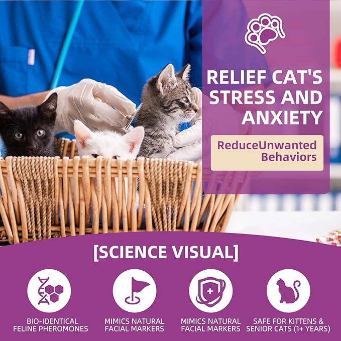 Cat Calming Pheromone Spray Kit Feline Calm Pheromones Vet Recommended Drug-Free Anxiety Relief for Multi-Cat Homes,Stops Scratching & Urine Marking,60-Day Supply | Drug-Free (2 * 60 mL)-PawvioPets