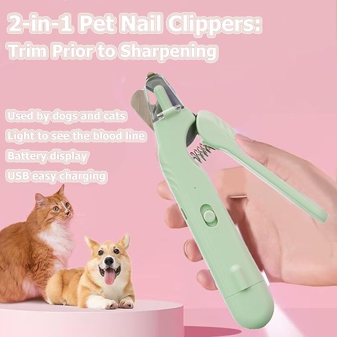 2 In 1 Pet Nail Clipper and Grinder, Professional Electric Rechargeable Pet Nail Fast Trimmer, Painless, Claw Care Grooming, Smoothing, Silent - Shockproof, For Small, Large Dogs & Cats, upgraded-PawvioPets