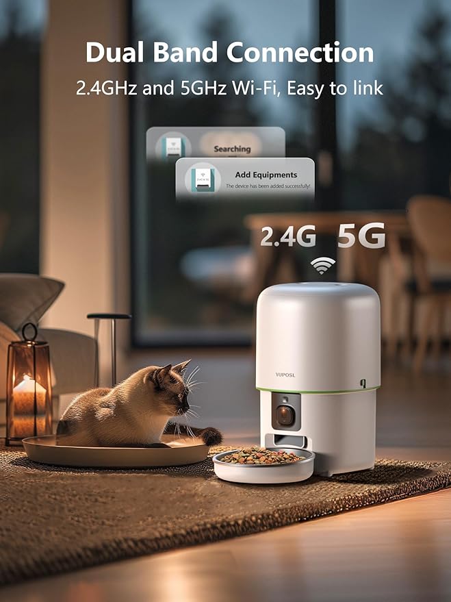 Automatic Cat Feeder with Camera - 5G WiFi Auto Cat Food Dispenser, 1080P HD Video with Night Vision, 1-15 Meals, 1-99 Portions, 2-Way Audio, Keeps Food Fresh, 4L Timed Pet Feeder Also for Dogs-PawvioPets