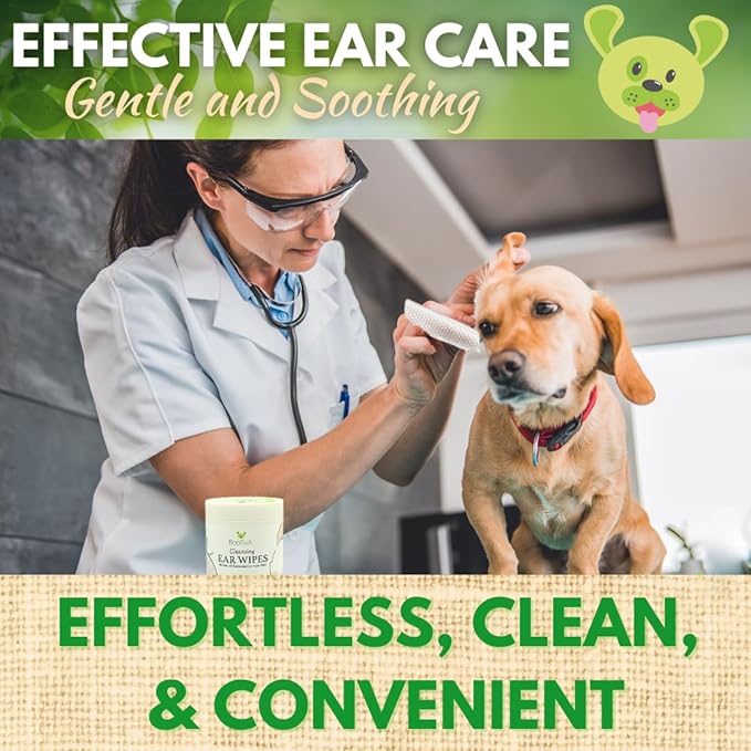 EcoBark Dog Ear Cleaner - Dog Ear Wipes with Finger Pad in Ear Solution - Gentle Otic Dog Grooming Supplies to Soothe Dog Ear Itching - Cleanse Away Dirt and Debris-PawvioPets