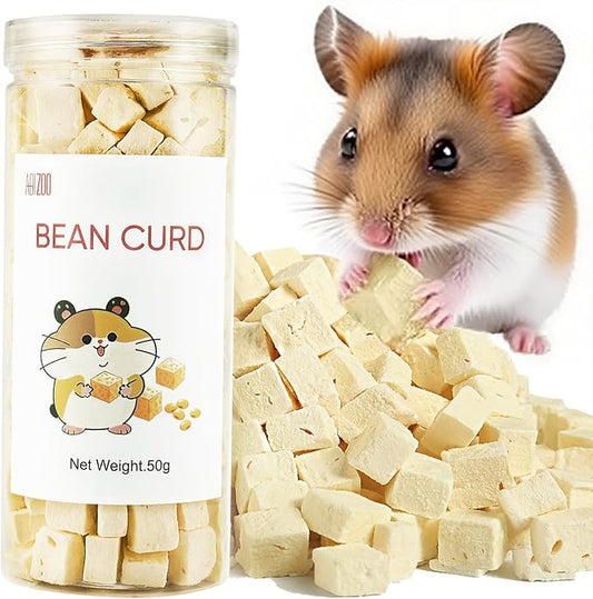 Abizoo Freeze Dried Tofu for Hamsters High Protein Low Fat & Balanced Minerals Grain Free Single Ingredient Natural Treats Enrichment Snacks for Rabbits, Guinea Pigs & Small Pets-PawvioPets