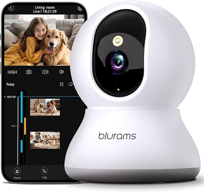 blurams Pet Camera 2K, Dog Camera with Phone App, 360° PTZ Indoor Cameras for Home Security Indoor, Color Night Vision, 2-Way Talk, Motion Detection&Tracking, Cloud&SD(2.4GHz Only)-PawvioPets