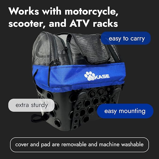 BiKASE Durable Dog Bike Basket & Carrier, Rear Mount Pet Basket for Bikes with Super Comfort Mat and Cover, Ideal for Small Dogs and Cats up to 12 lbs-PawvioPets