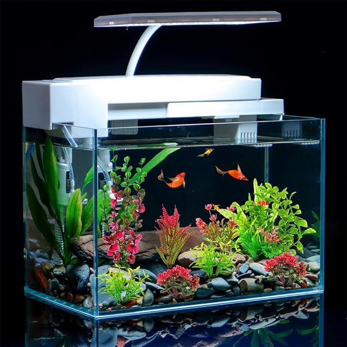 18-Piece Artificial Aquarium Plants Decorations – Large Set with Red & Green Foliage, Fish Tank Decor for Betta, Goldfish, Freshwater & Saltwater Tanks, Weighted Bases-PawvioPets