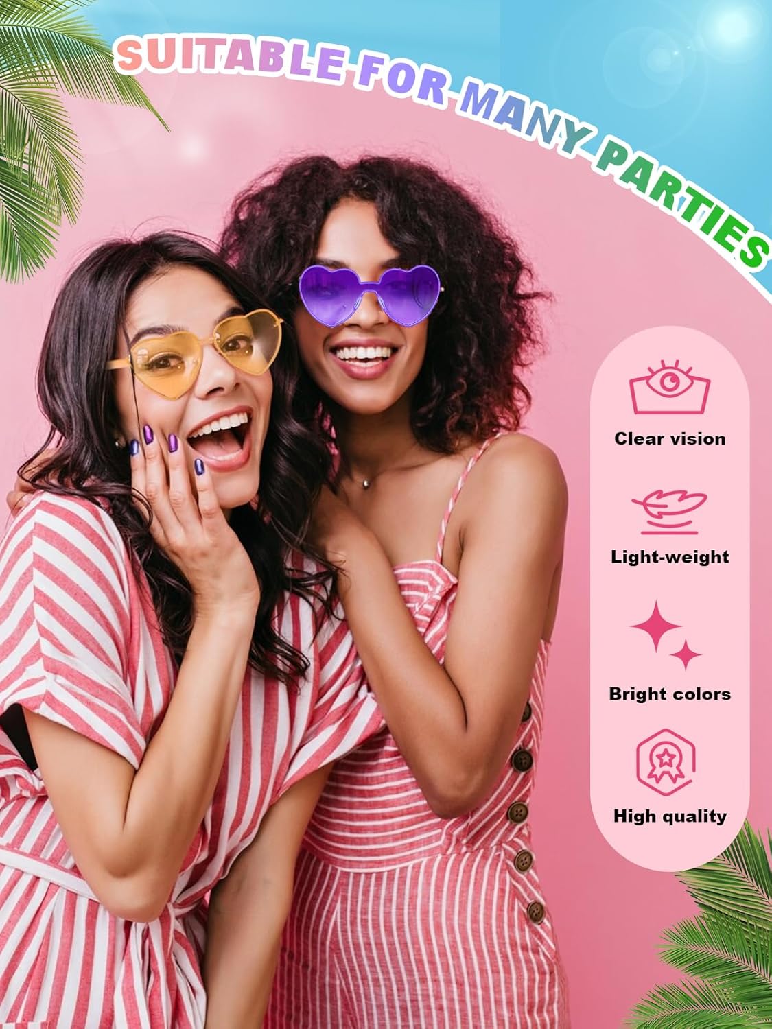 12 Pairs Heart Shaped Sunglasses for Women Colorful Glasses Fun Trendy Transparent Heart Sunglasses Party Favor (multicolor)