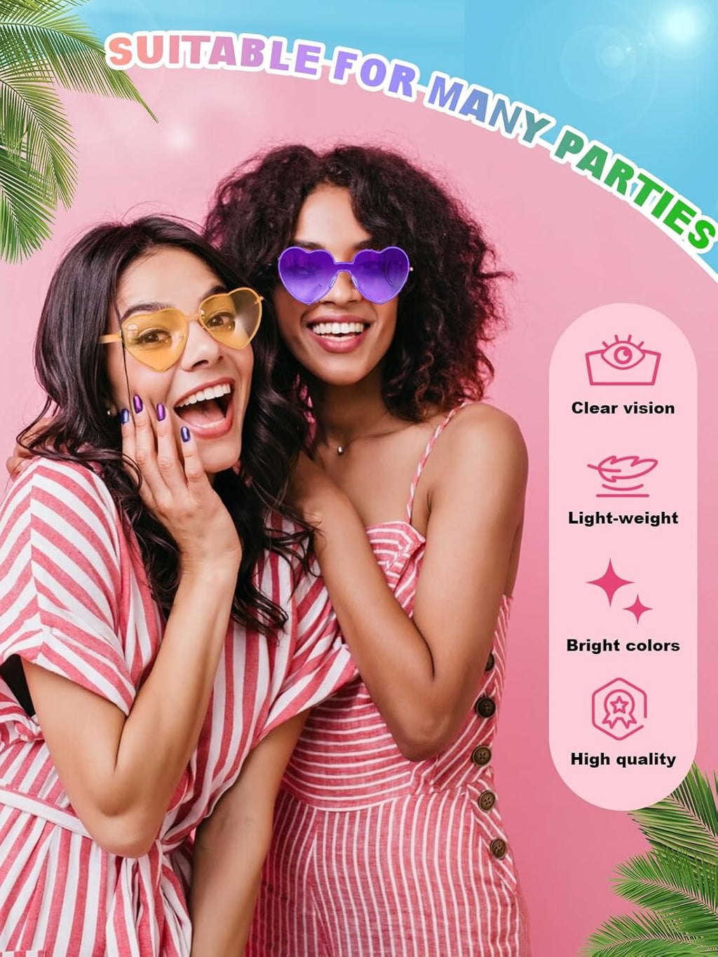 12 Pairs Heart Shaped Sunglasses for Women Colorful Glasses Fun Trendy Transparent Heart Sunglasses Party Favor (Mixed Colors)