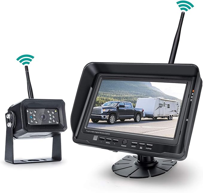 Digital Wireless Backup Camera System, No Interference, IP69k Waterproof Wireless Rear View Camera, 7’’ Display Wireless Reverse Monitor for RV/Truck/Trailer/Bus/Motorhome/5th Wheel/Pickup/Van-PawvioPets
