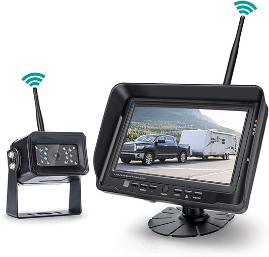 Digital Wireless Backup Camera System, No Interference, IP69k Waterproof Wireless Rear View Camera, 7’’ Display Wireless Reverse Monitor for RV/Truck/Trailer/Bus/Motorhome/5th Wheel/Pickup/Van-PawvioPets