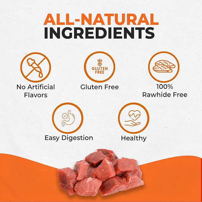 Canine Naturals Beef Chew - Rawhide Free Dog Treats - Made with Real Beef - Poultry Free Recipe - All-Natural and Easily Digestible - 5 Pack of 7 Inch Large Rolls for Dogs 50-75lb-PawvioPets