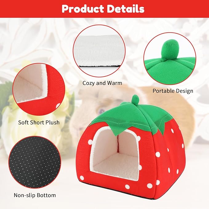 BWOGUE Guinea Pig House Bed Cozy Hamster Cave Large Hideout for Dwarf Rabbits Hedgehog Bearded Dragon Winter Nest Hamster Cage Accessories-PawvioPets