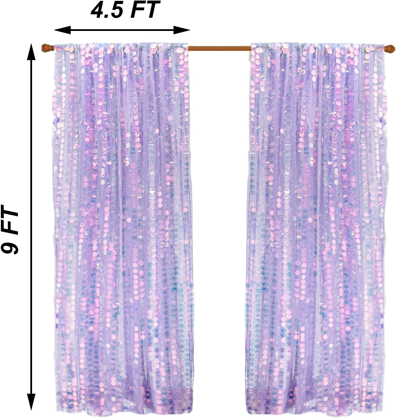 9X9FT Sequin Backdrop Curtains,2 Panels Shimmer Sequin Fabric Photography,Glitter Photo Booth Backdrops Drapes for Christmas Mermaid Party Birthday Cake Table Background Decor-Mermaid Purple