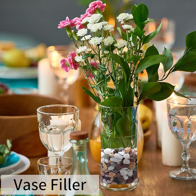 2 lbs Natural Mixed Color Pea Gravel Pebbles, 3/8 inch Decorative Rocks for Succulents, Pebbles for Indoor Plants, Vases, Aquarium Gravel, Top Dressing, Outdoor Decorative Stones-PawvioPets