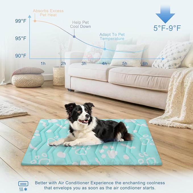 BEAUTYZOO Upgrade Dog Cooling Mat Extra Large, Reversible Self-Cooling Mat for Dogs, Thicken Pet Ice Cool Pad Blanket for Summer Kennel Sofa Bed Floor Car Seat, Machine Washable&Foldable, 48"x28"-PawvioPets