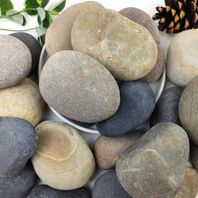 40lbs Natural River Rocks, 3"-4" Premium Pebbles for Garden and Landscape Design, Hand-Picked Smooth Stones for Fish Tank, Flower Pots, Indoor Water Fountains, Pathways, Backyard-PawvioPets