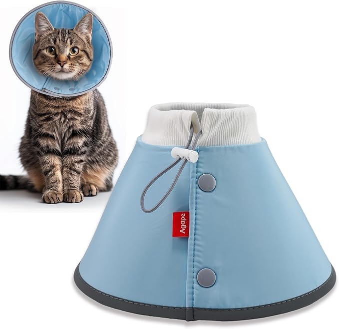 Agape Soft Cone for Cats & Small Dogs, Comfy Pet Cone to Stop Licking, Adjustable Cat E Collar Alternative After Surgery, Protective Elizabethan Collar for Pup & Kitty, Water Repellent Recovery Cone-PawvioPets