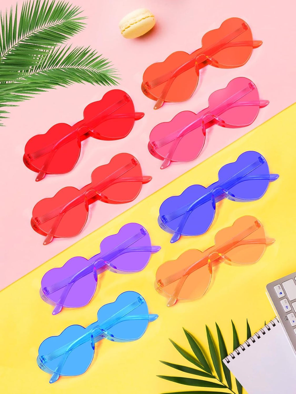 12 Pairs Heart Shaped Sunglasses for Women Colorful Glasses Fun Trendy Transparent Heart Sunglasses Party Favor (Assorted Colors)