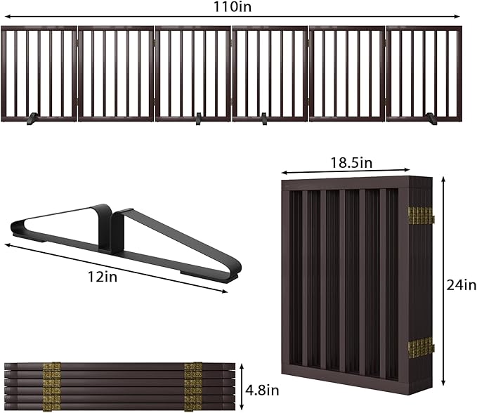 Freestanding Pet Gate 55-110" Extre Wide, Foldable Dog Gate for The Doorways House, Pet Gates for Dogs, Doogie Puppy Fence Gate-PawvioPets
