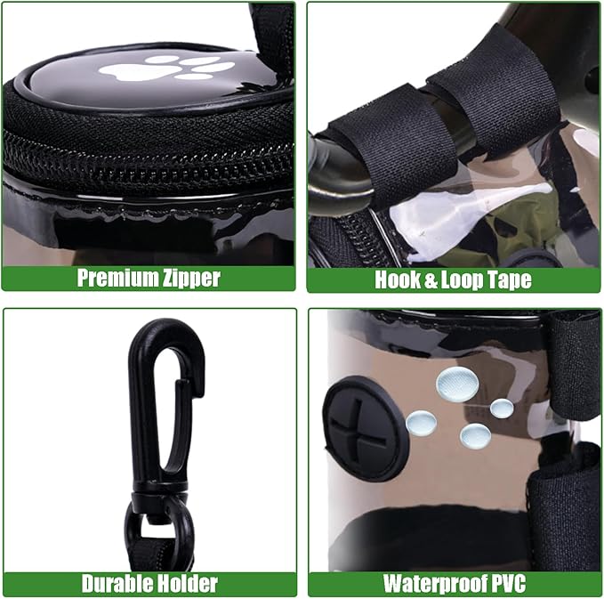 Dog Waste Bag Dispenser Poop Bag Dispenser for Leash Accessory dog Poop Bag Holders Fits Dog Leash Include Hand Free Holder, Clear, No-PUXYB-PawvioPets