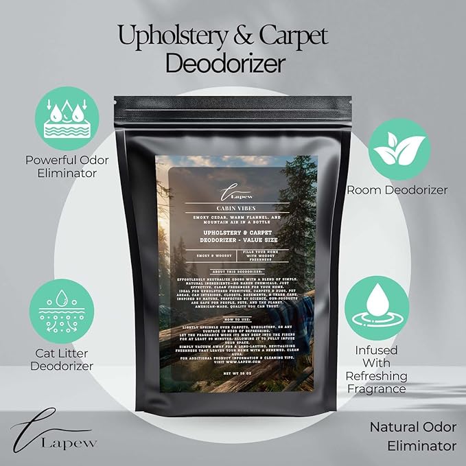 Cabin Vibes Carpet Freshener Powder Refill 36 oz | Powerful Odor Eliminator for Home | Upholstery Deodorizer | Carpet Deodorizer | Pet Urine | Cat Litter Box-PawvioPets