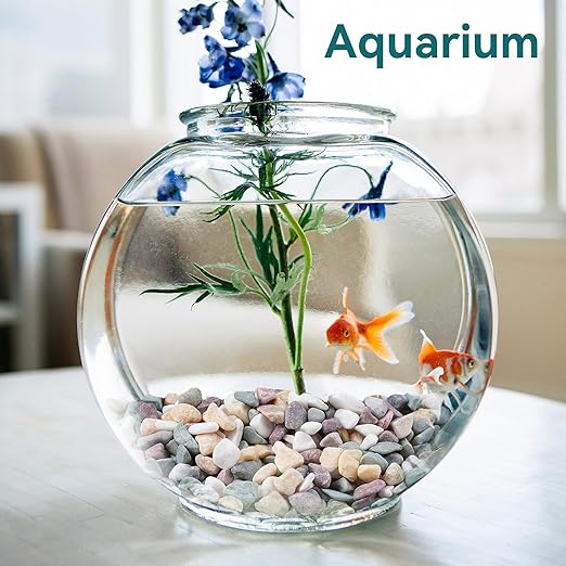 5 lbs Natural Pea Gravel Pebbles for Aquarium, Fish Tank, 3/8 inch Decorative Pebbles for Indoor Plants, Succulent, Bamboo, Vase, Drainage Rocks for Potted Plants, Top Dressing, Mixed Color-PawvioPets